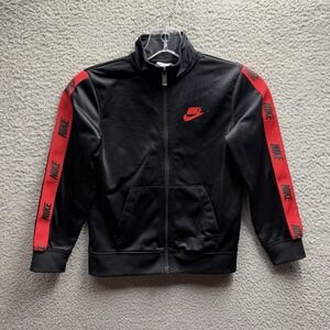 Nike Jacket Boys Size 7 Black & Red Tricot Jogging Track Suit Jacket Boys Size 7